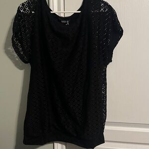 Bloom Black Short Sleeve Lace Top